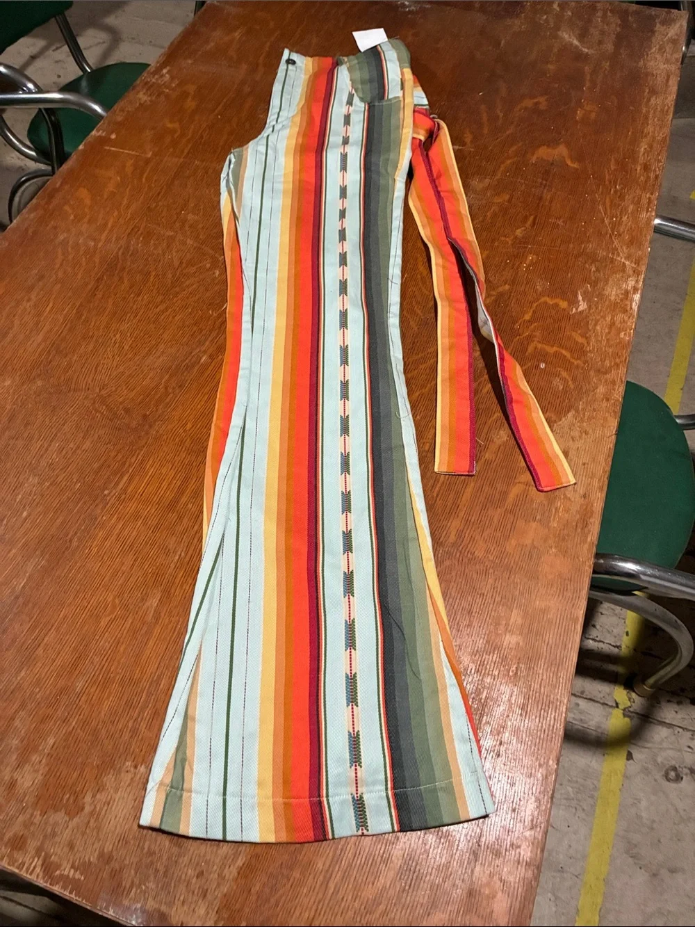 Boho Western Serape Stripe Bell Bottom Pants - Picture 2 of 6